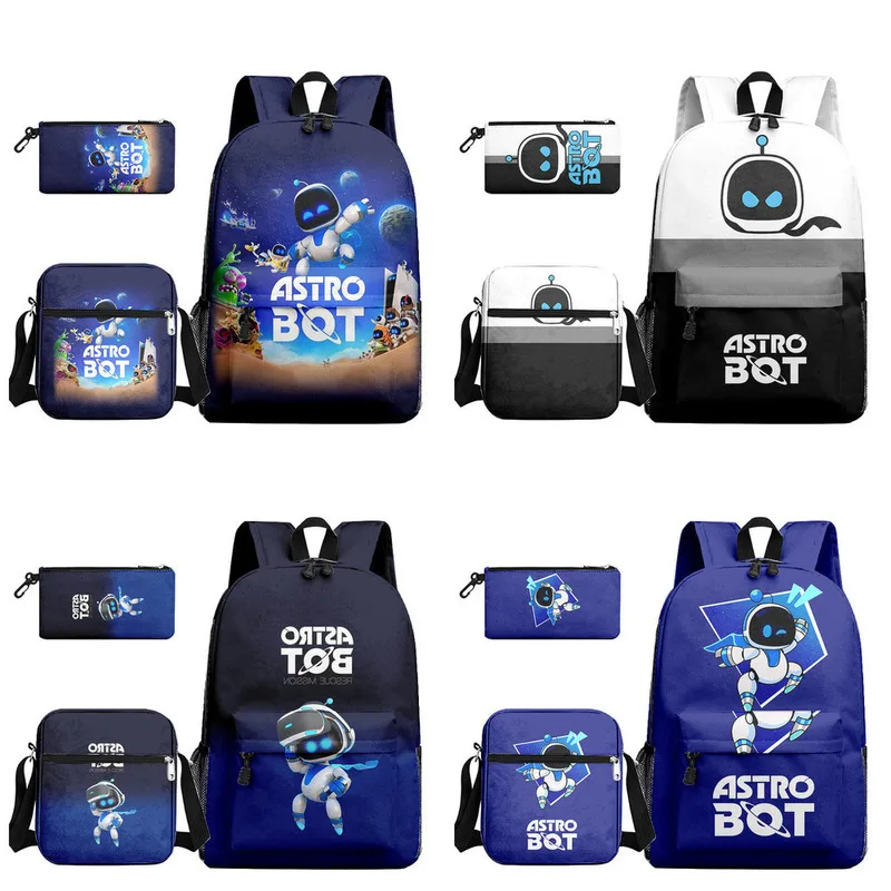 New Three Piece Shoulder Crossbody Pen Bag, Astro Bot, Space Robot Backpack For The New School Season