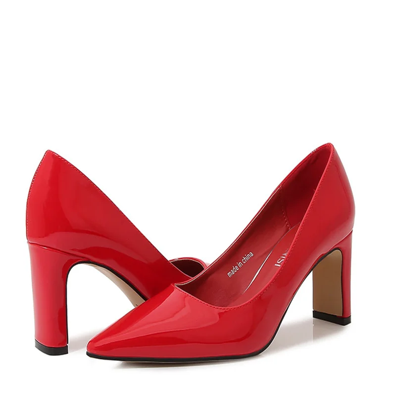 

7.5cm thick high-heeled fashionable nightclub pointed high-heeled shoes plus size party shoes 35-46 in stock unisex shoes