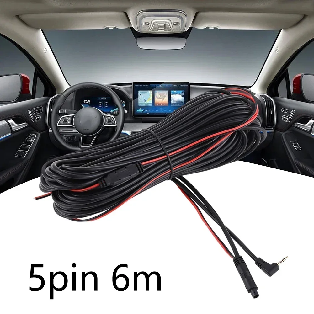 Cable de extensión de 2 y 5mm, Cable de 5 pines, materiales de 6m de longitud, fácil instalación para cámara de visión trasera de respaldo DVR de coche