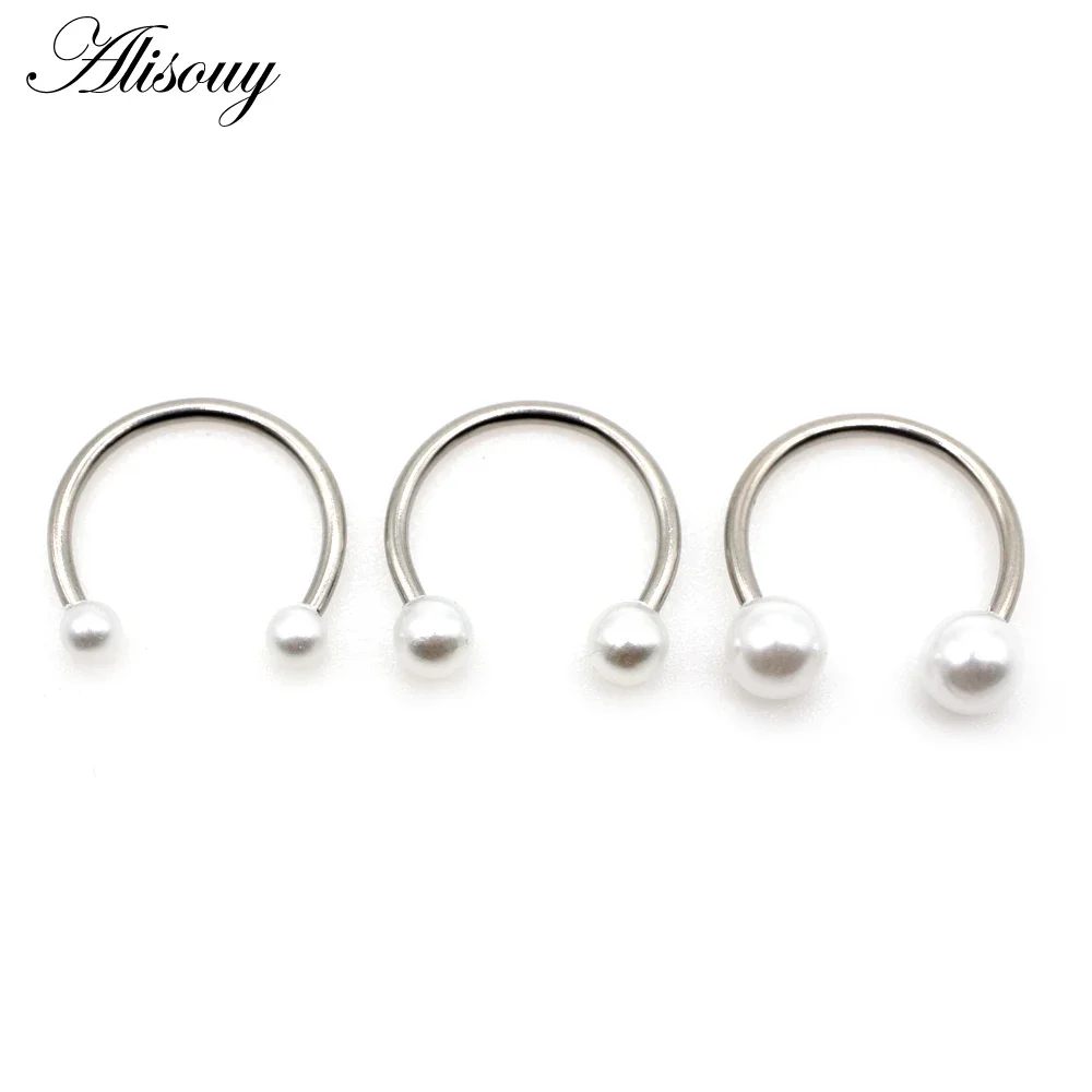 1 قطعة الفولاذ المقاوم للصدأ 16 جرام اللؤلؤ ثقب الأنف التعميم C كليب الشفاه الزنمة الحاجز الدائري اللولب الغضروف القرط 8/10/12 مللي متر #1
