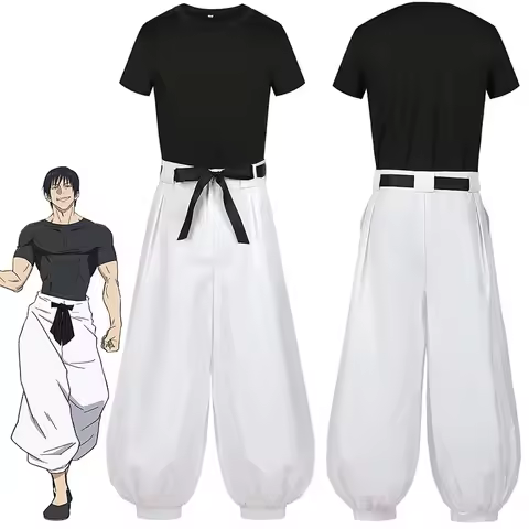 Fushiguro Toji Satoru Gojo Cosplay Costume Jujutsu Manga T-shirt and Pants Set Rose Net Halloween Cosplay Clothes