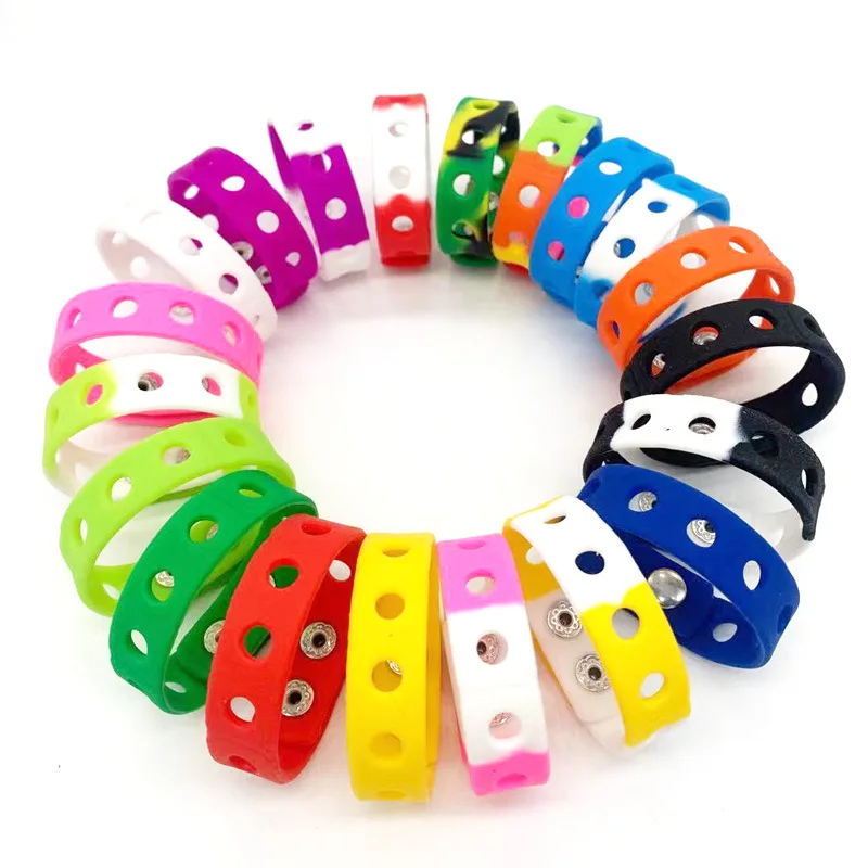 2 colors silicone 18cm Wristbands strap bracelet decoration can fit shoe buckles charms accessories DIY tool kids man gift