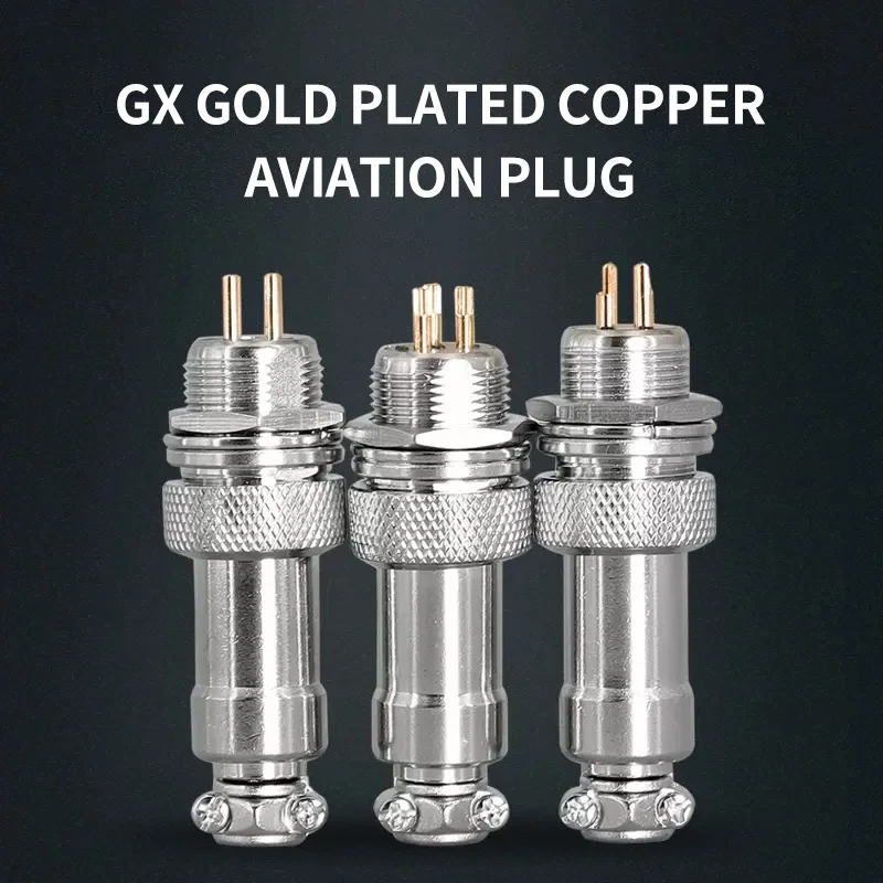 

5/10/20 Sets Gx16/Gx12/Gx20 Gold-Plated Aviation Plug And Socket Connectors, Gx16-2p/3/4/5/6/7/8/9/10 Pins Metal Butt Connector