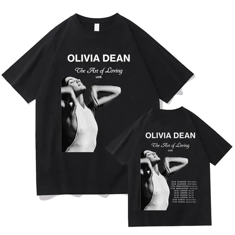 أوليفيا دين فن المحبة الجرافيك طباعة تيز موضة تي شيرت القطن قصير الأكمام عادية للجنسين الشارع الشهير بلايز الملابس