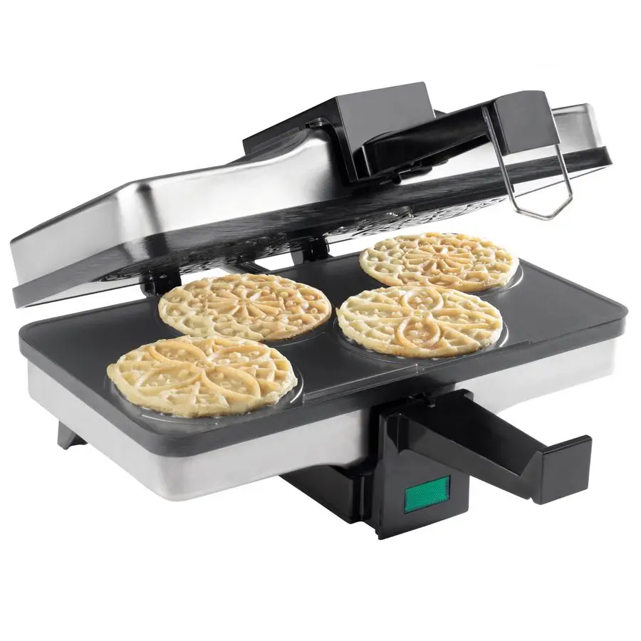 

Pizzelle Baker Nonstick Electric Press Makes 4 Mini Cookies at Once Recipe Guide Included Fun Baking Machine, Supplies for Party