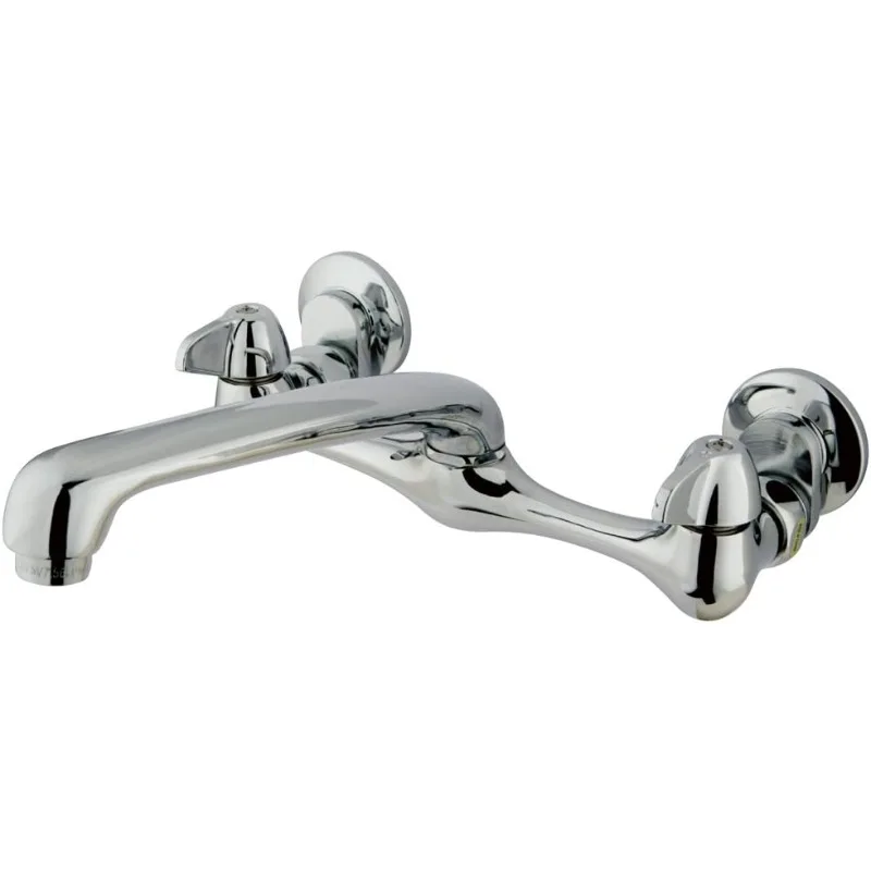 Elements of Design Kingston Brass Nuvo EF200 2-Handle Wall Mount Kitchen Faucet with Cast Spout, 7-5/8', Polished Chrome