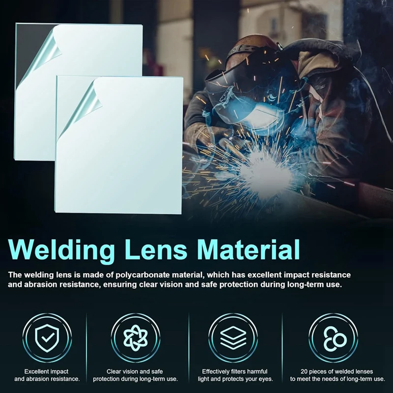 ABBN-20Pcs 3350 Welding Helmet Lens For Lincoln Electric Viking Welding Hood Cover Clear Lenses - About 103X97mm