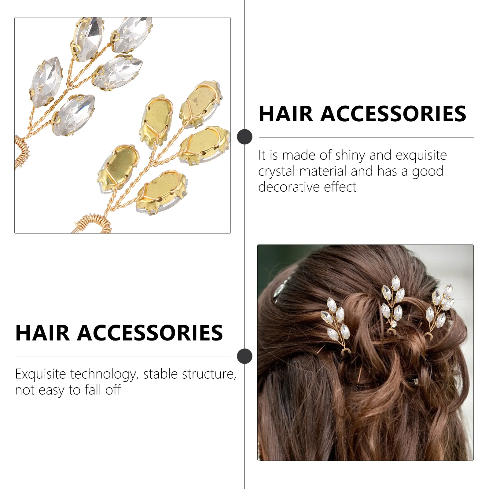 

2 шт., U-образные заколки для волос со стразами, блестящие кристаллы, свадебные аксессуары для волос, стильные заколки для волос для женщин
