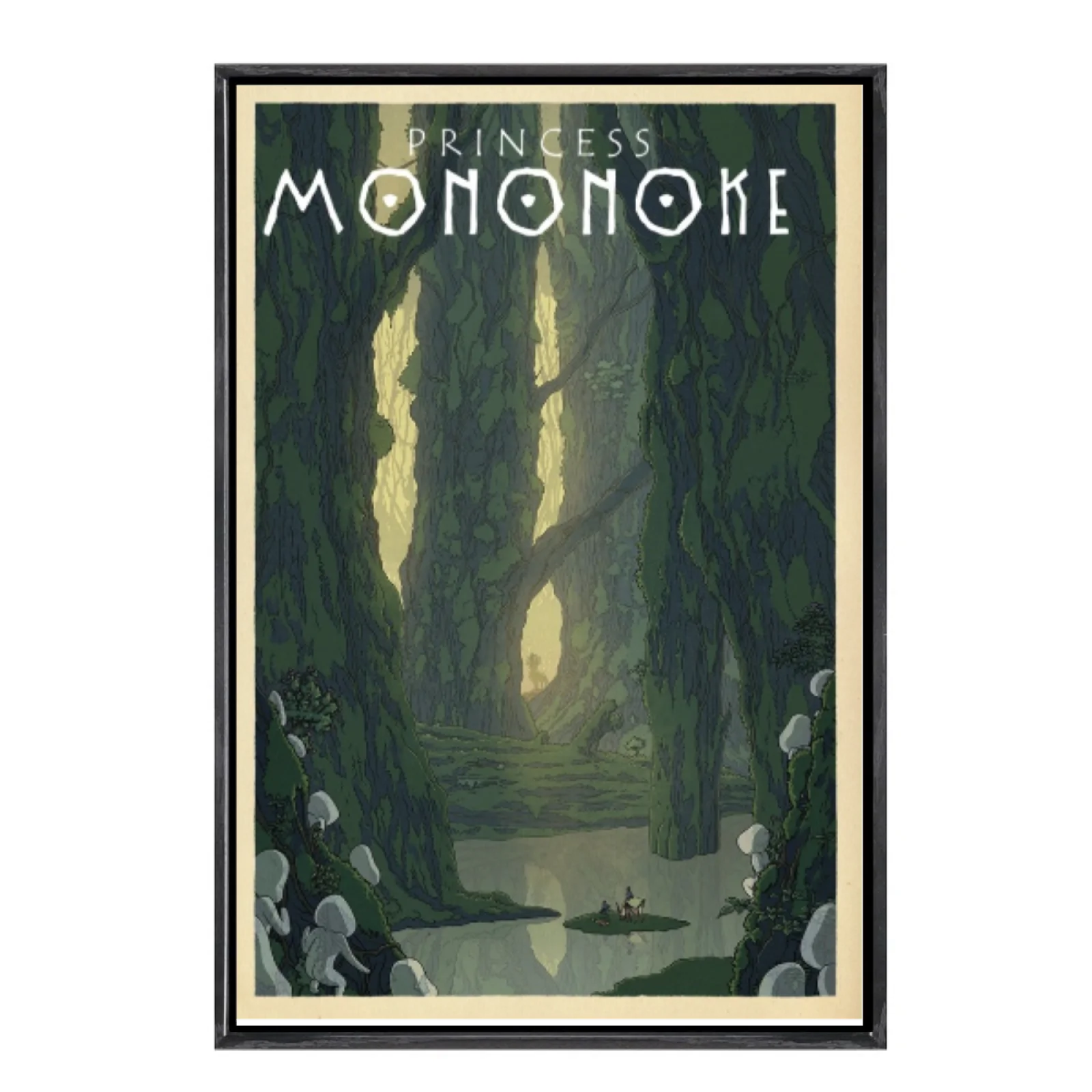 Póster de lienzo de varios tamaños de Manga japonesa, arte de pared de doble marco, decoración del hogar de princesa Mononoke para sala de estar y dormitorio