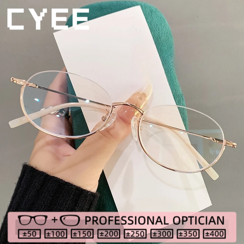 Lunettes de lecture demi-cerclées anti-lumière bleue CYEE, nouvelle mode, pour femmes, photochromiques, personnalisables pour la myopie, lunettes optiques sur ordonnance