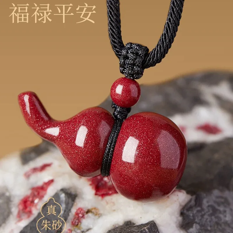 New Red Cinnabar Crooked Neck Gourd Pendant Hand Weaving Jewellery Fashion Man Woman Luck Trendy Amulet Customized Genuine