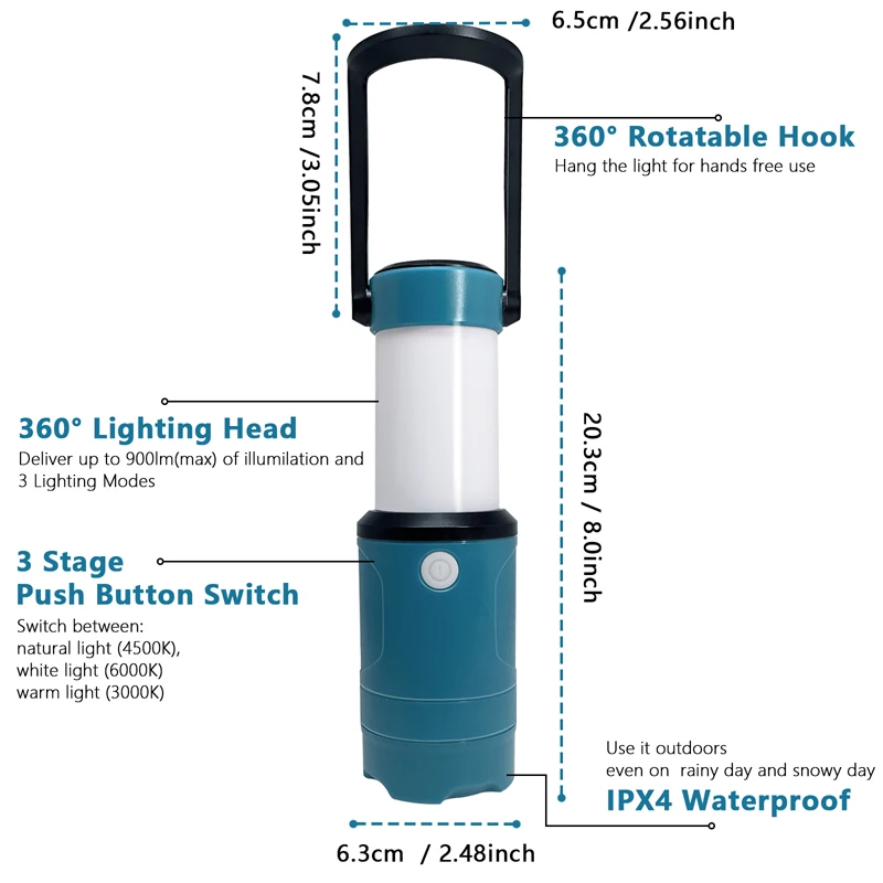 Electric Portable Work Lamp Flashlight LED Work Light For Bosch 10.8V 12V Li-ion Battery Outdoor Emergency Camping floodlight