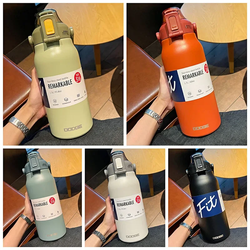 New Type of Straw Insulated Cup Large Capacity Stainless Steel Water Cup Female Outdoor Sports Water Bottle Portable and Simple