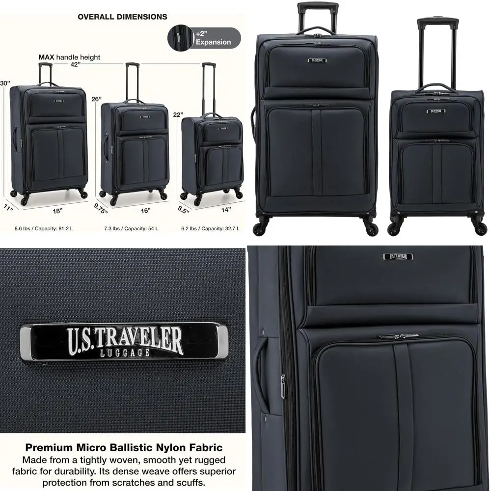 

Расширяемый набор багажа Anzio из 2 предметов, темно-серые, дорожные сумки с мягкой стороной 22 и 30 шт.