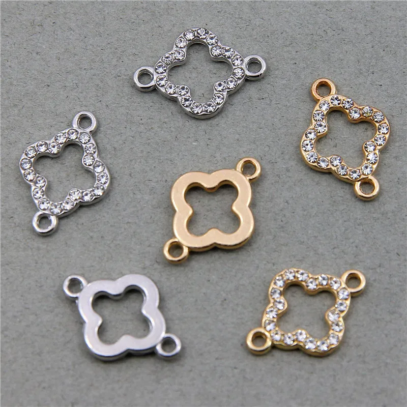 Breloques Porte-Bonheur en Alliage Incrusté de Strass de Kirchin, Breloques Allergiques, PmotFourlecross, Everver Fit, Boucles d'Oreilles DIY, Bracelet, Accessoire de Bijouterie, 10 Pièces