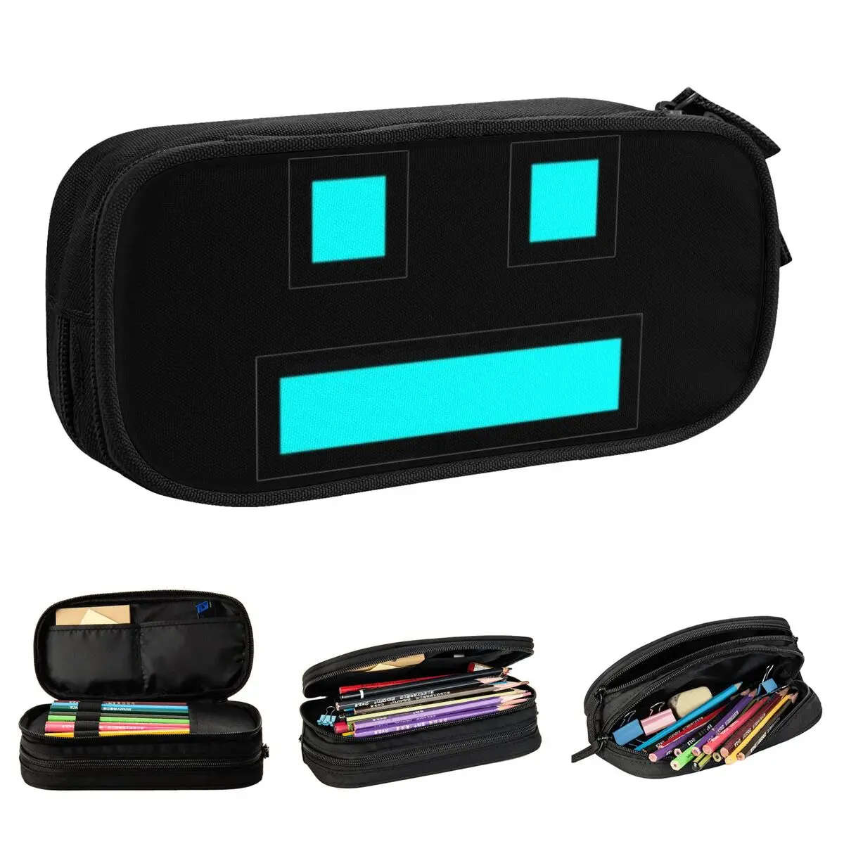 Cube Geometry Gaming Dash Pencil Case Pen Holder Bag Student Large Storage Students School Gift Pencilcases