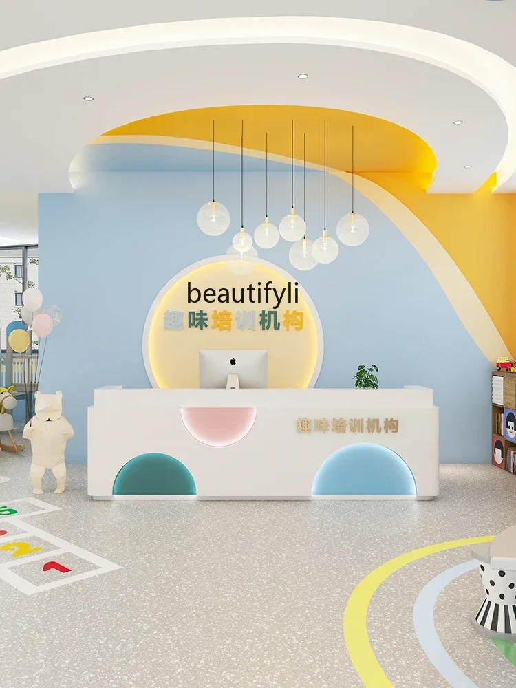 LHX26 ss 26 Art Education Training Institution Front Desk Reception Counter Kindergarten Care Early Education Center Cashier