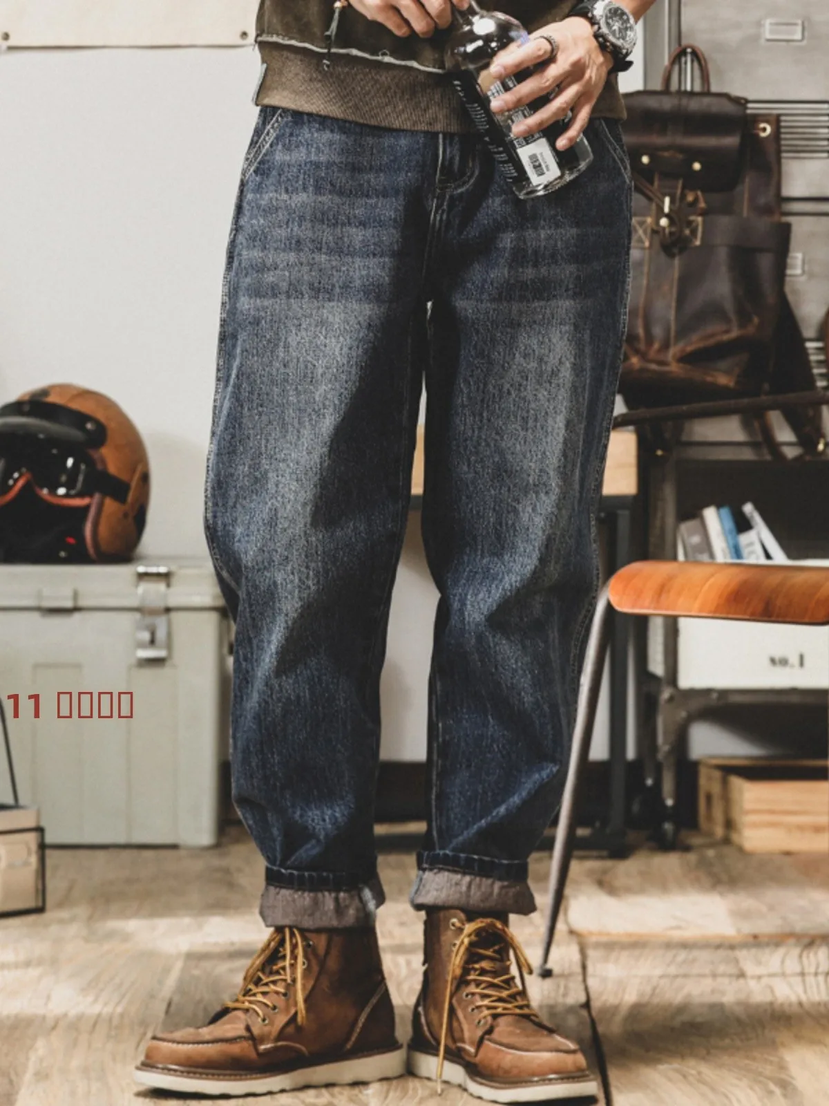 

Мужские джинсы в американском ретро-стиле, прямые, модные, весенние, новые, свободные, больших размеров, повседневные брюки, брендовые мужские джинсы