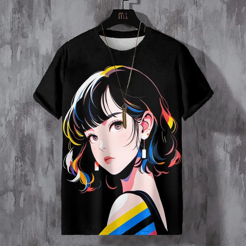 

Japanese T-Shirt For Men Cartoon Sexy Girl Graphic T Shirts Short Sleeve Printing Tees Outdoor Oversized Men's Clothing Tops Tee