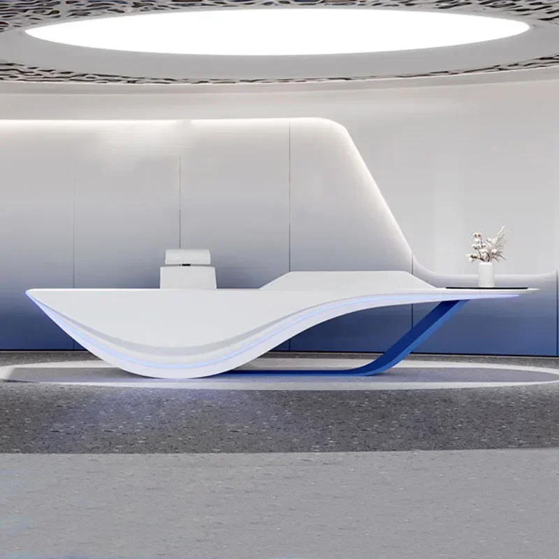 Lada recepcyjna Biurko Długie Nowoczesne Luksusowe Meble Biuro Bank Estetyczny Salon Mównica Prosty Stół Recepcyjny Profesjonalna Kawiarnia