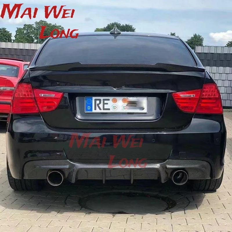 Real ABS bright black with LED lights Rear Bumper Lip Diffuser Spoiler For BMW 3 Series E91 E90 325i 335i M Tech 2005 - 2011