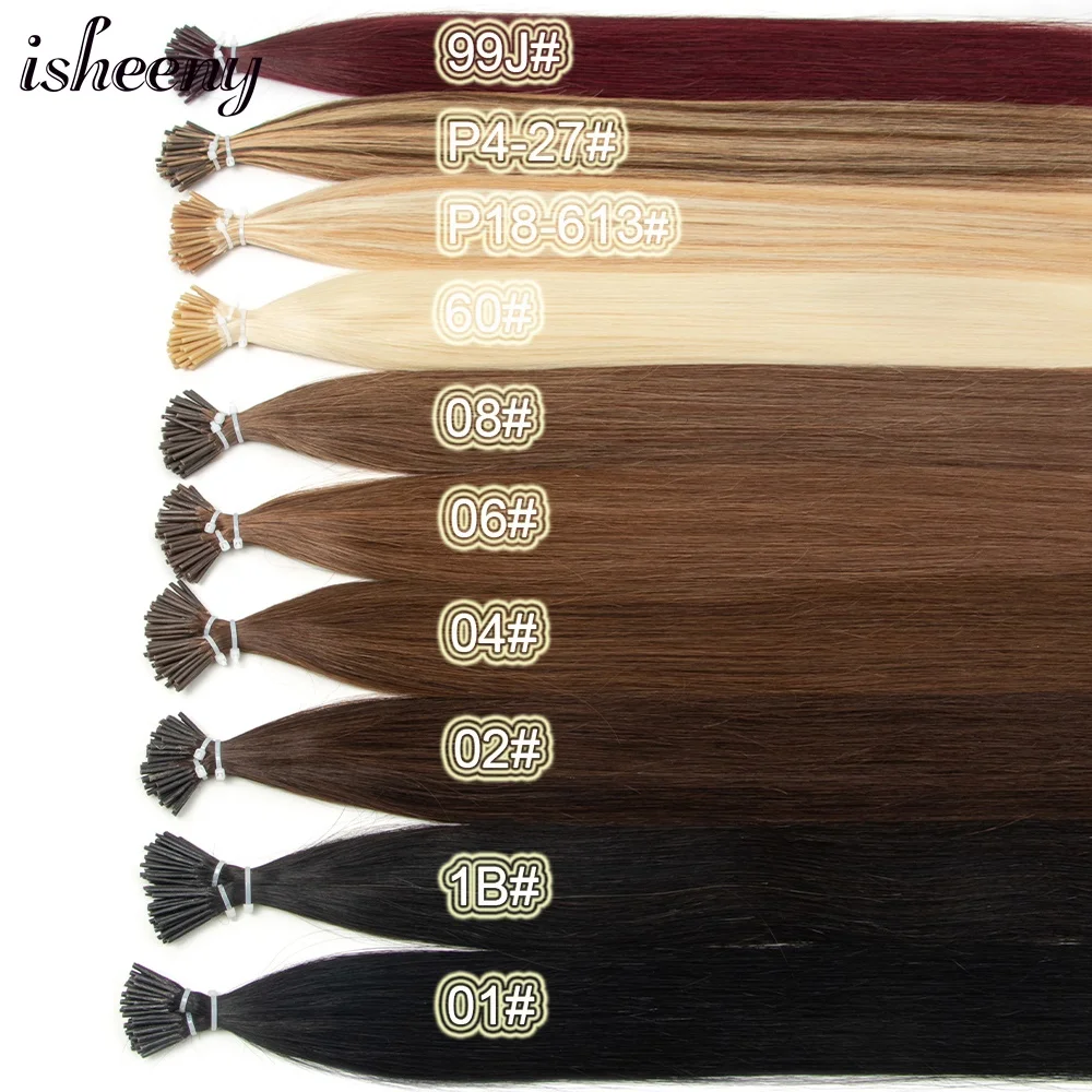 isheeny I Tip Hair Extensions Natural Straight Real Human Hair Extensions 30g/pack Lightweight Thin Keratin Hair 12