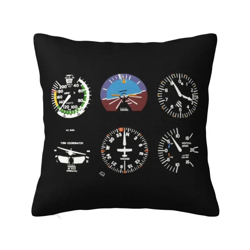 

Modern Cockpit Six Dials Flight Simulator Pilot Sofa Cushion Cover Polyester Airplane Aircraft Pillow Case