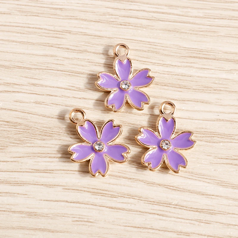 Tusember 20 Stück 14*17mm bunte, niedliche Sakura-Kirschblüten-Anhänger für handgefertigte Ohrhänger, Armbänder, Schmuckherstellung und Bastelarbeiten – Detail 10