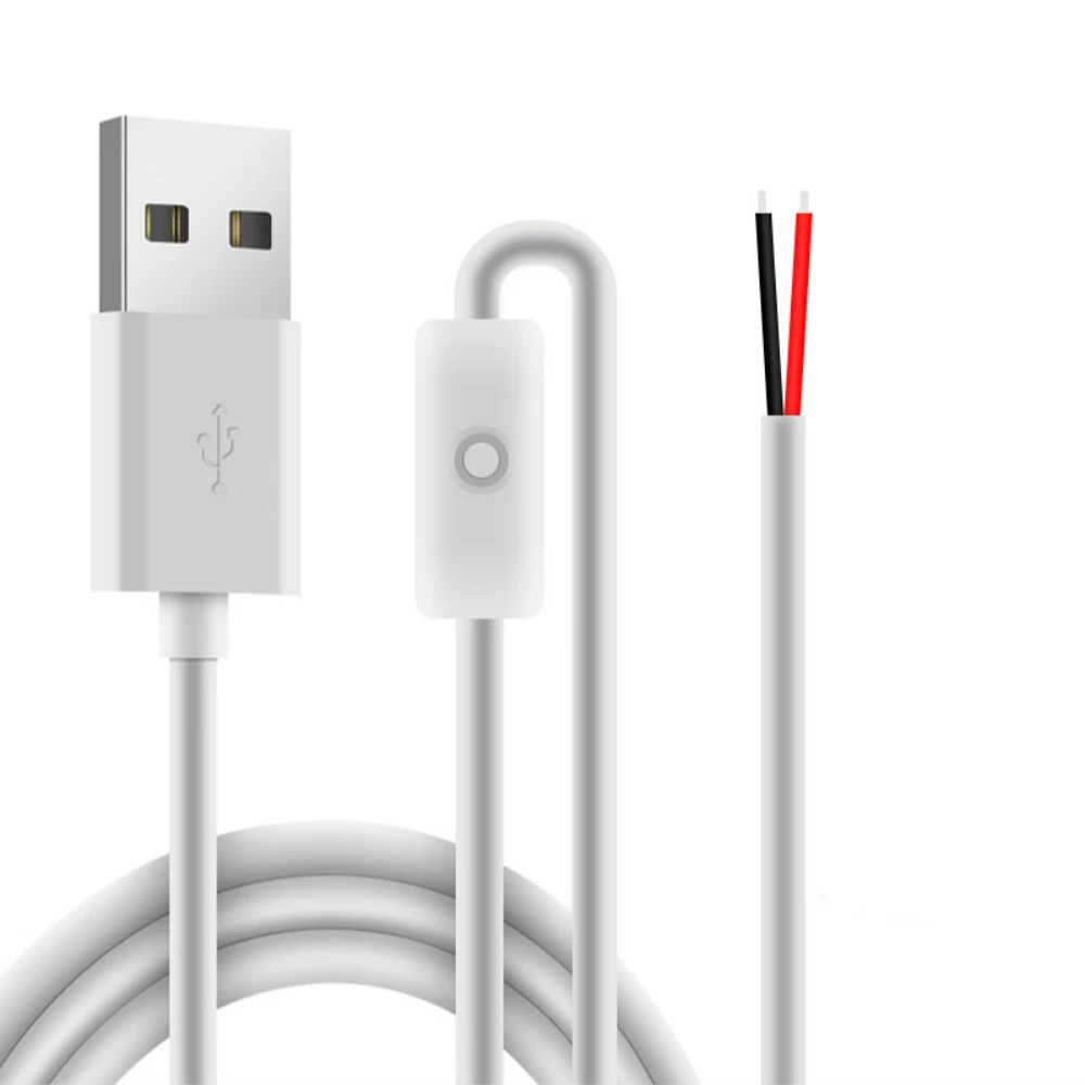 Cable de alimentación USB de 2 pines con control remoto, interruptor de atenuación táctil de 1,5 M, Cable de extensión de botón de encendido y