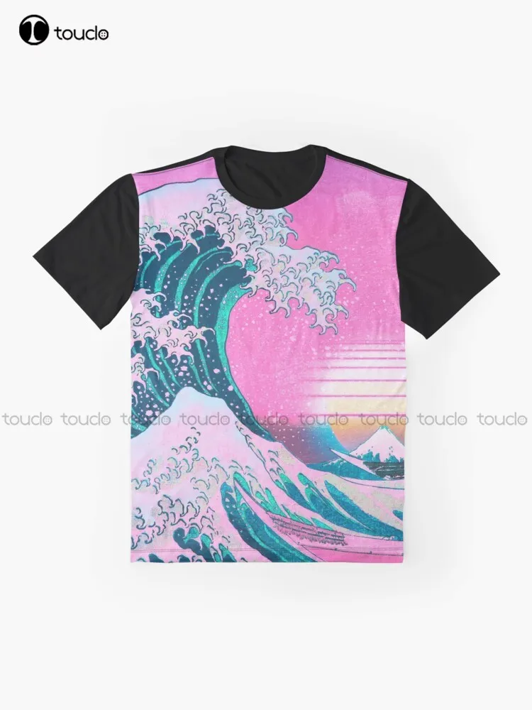 Vaporwave Aesthetic Great Wave Off Kanagawa Retro Sunset Graphic T-Shirt Digital Printing Tee Shirts Streetwear Xxs-5Xl Unisex