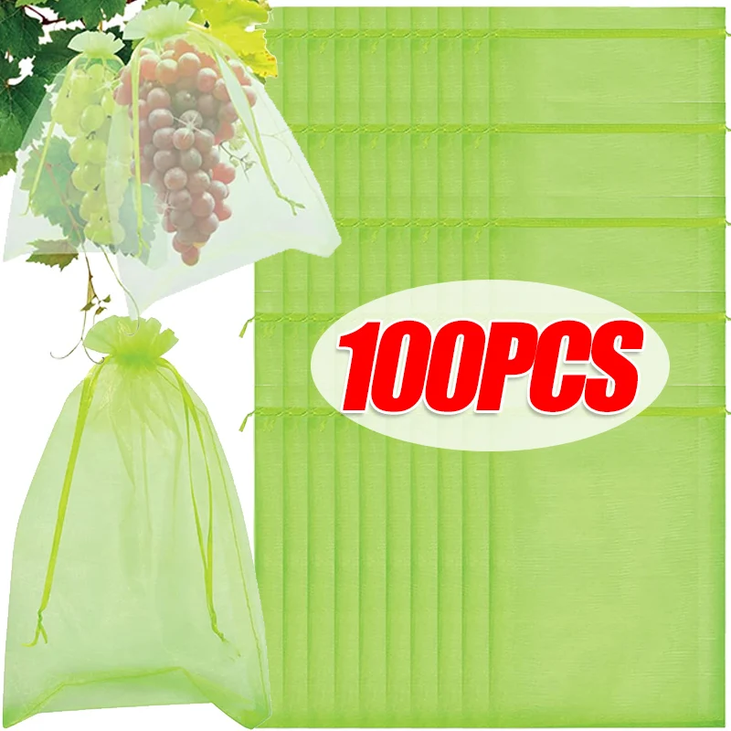 

100-10 шт. защитные пакеты для фруктов с шнурком, защитная сетчатая сумка для фруктов, защитные мешочки для клубники, подарочные пакеты из органзы
