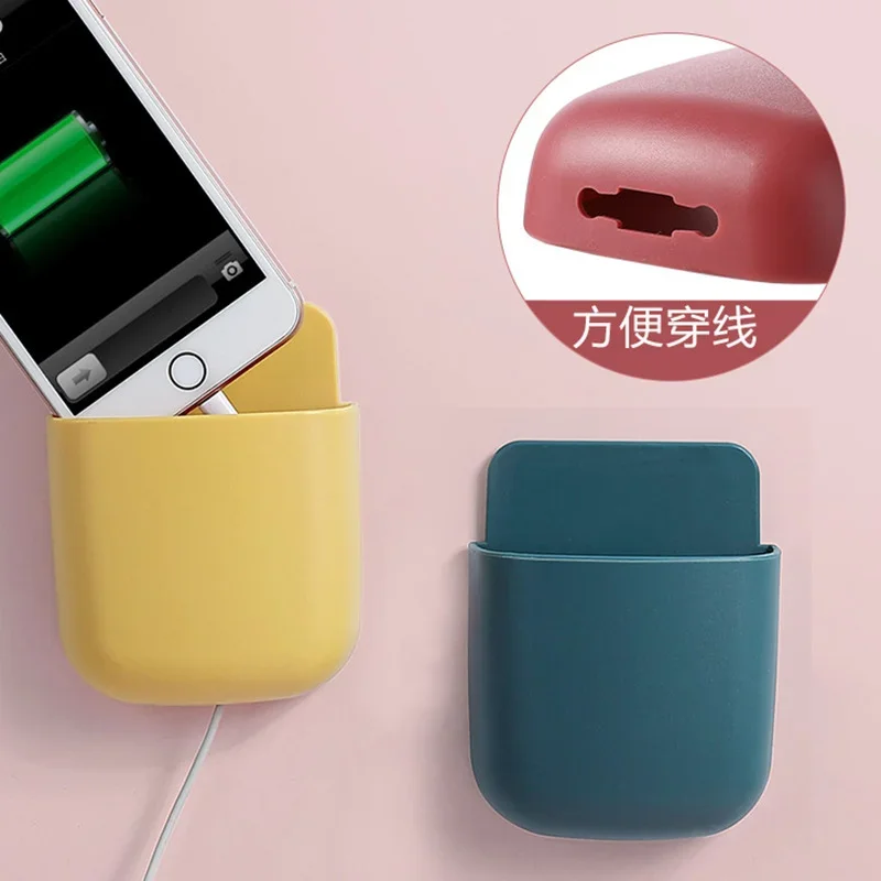 Home Office Wall Mounted Self-adhesive Storage Box for Air Conditioner TV Remote Control Mobile Phone Holder Pen Organizer