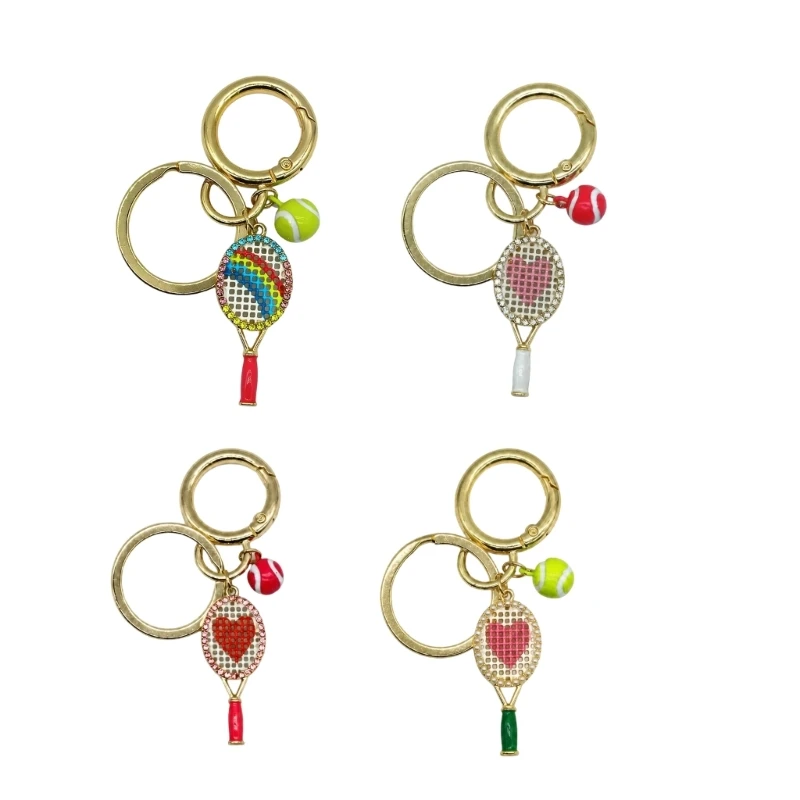 Sports Theme Keychain Decoration with Tennis Racket Pendant for Bags D0UB