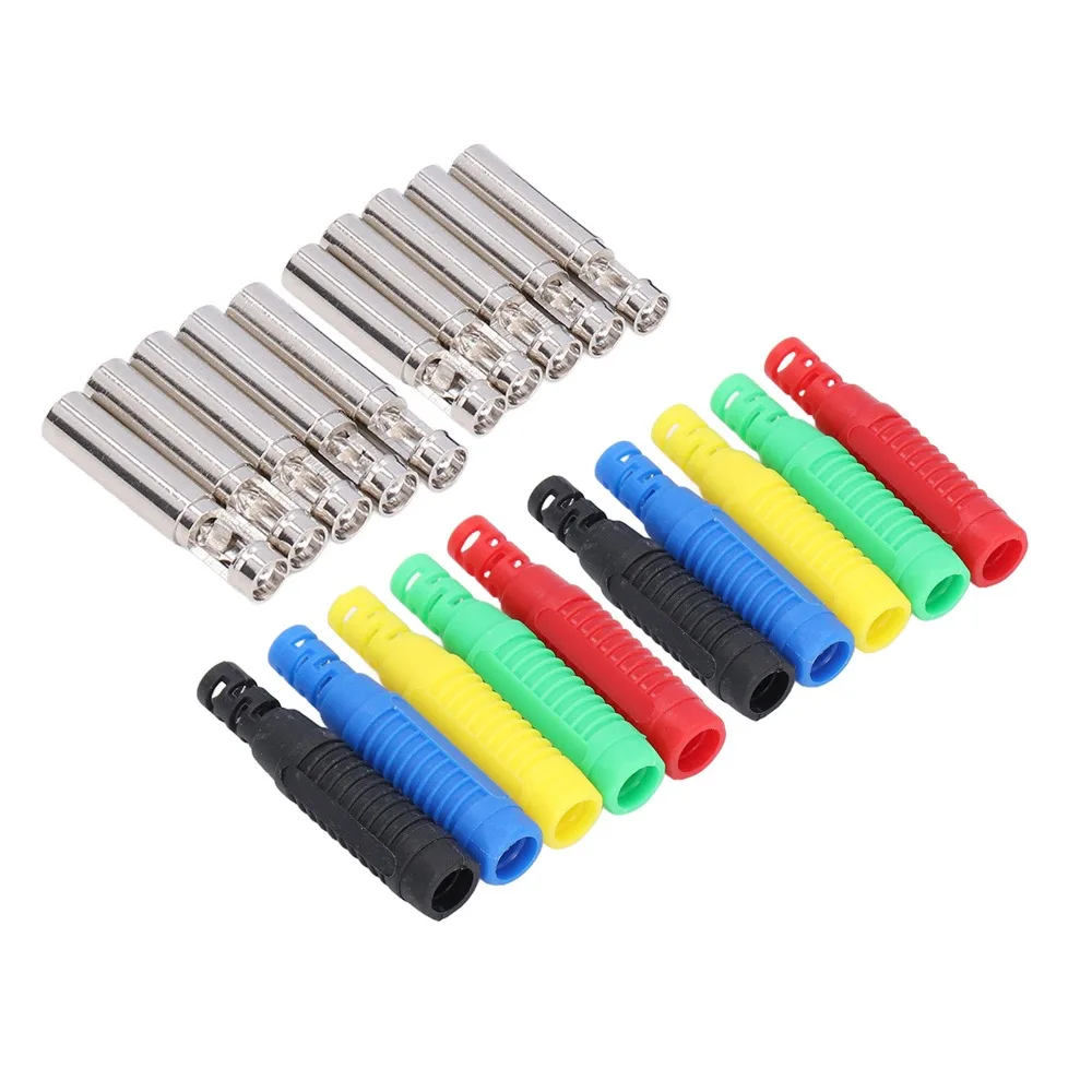10PCS PA Insulated Banana Plug 5 Colors Lantern Type Lantern Banana Plug Copper 4mm Solder Cable Adapters Electrical Connectors