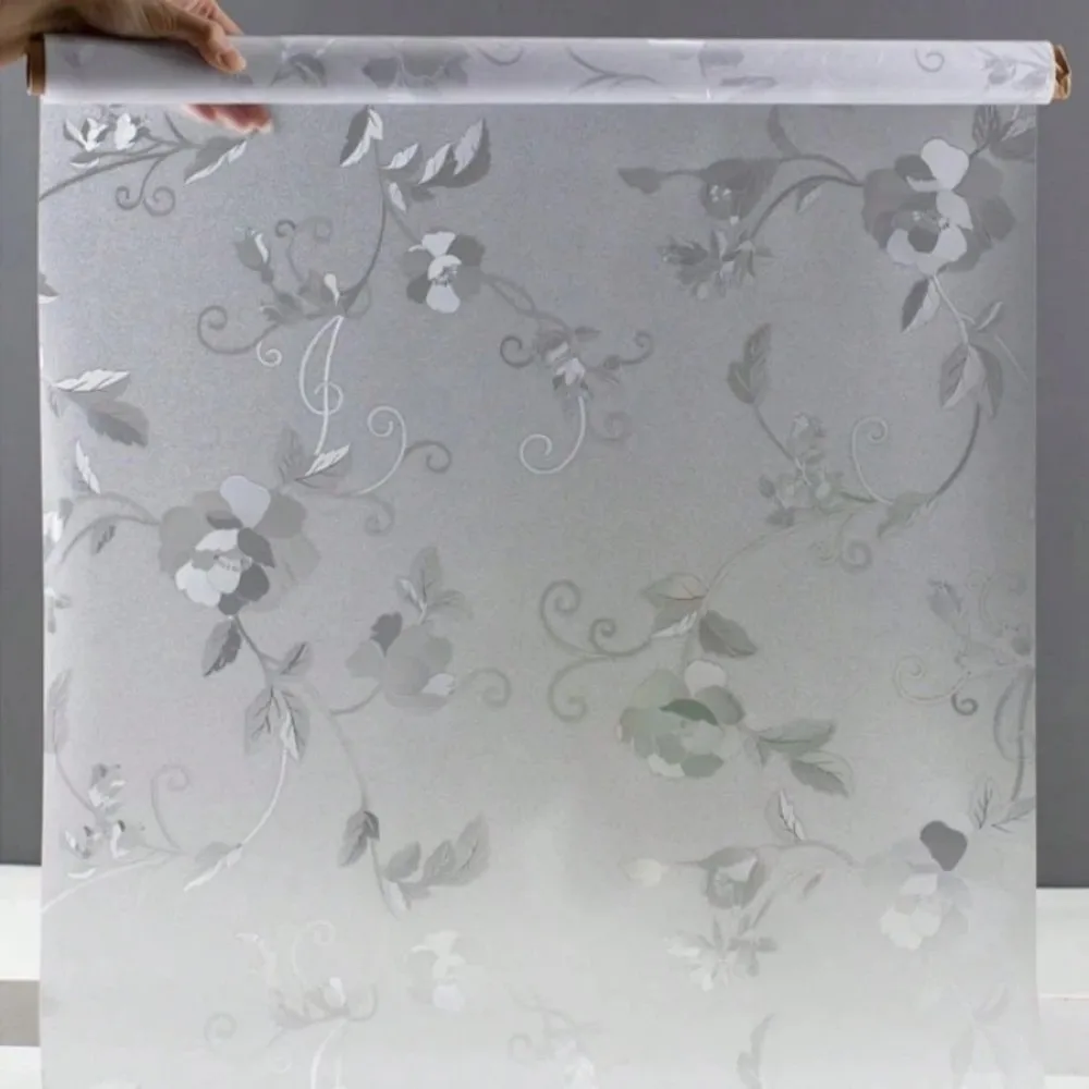Frosted Privacy Window Film No-Glue Stained Glass Window Decor Privacy Protection Anti UV Iron Flower Stained Glass for Home