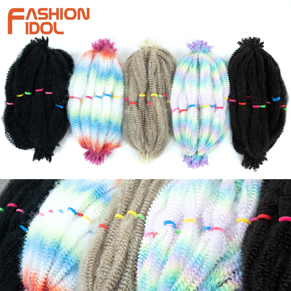 

20 inch Pre Separated Afro Kinky Marley Twist Hair Synthetic Crochet Hair Braids Ombre Brown For Faux Locs Braids Braiding Hair