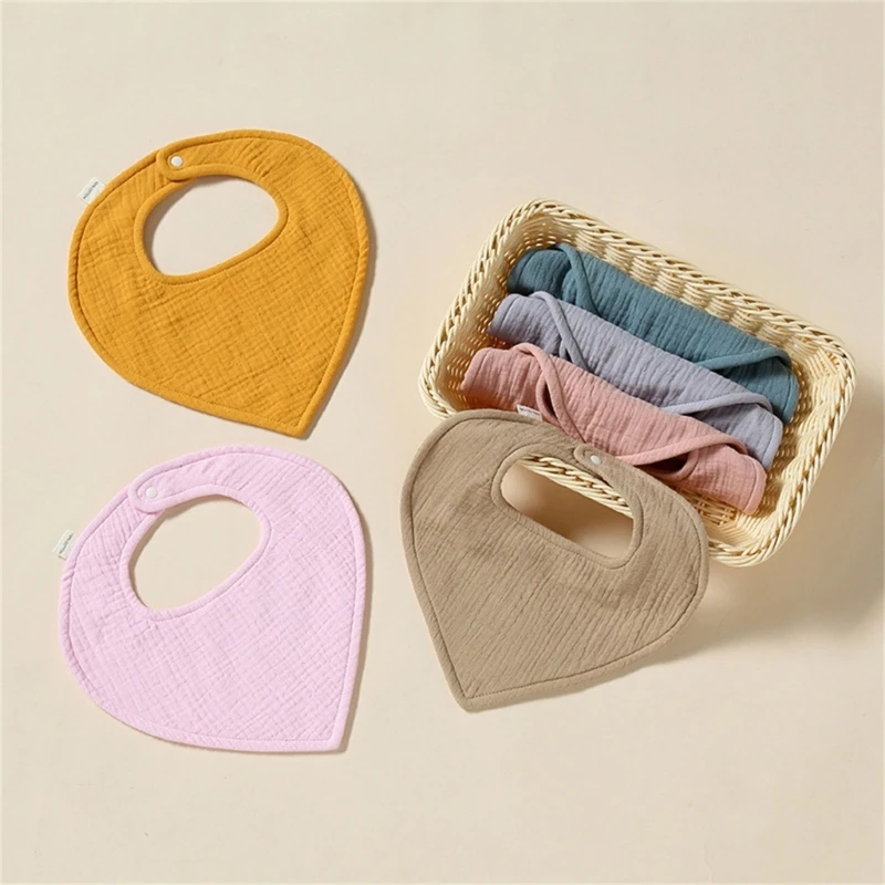 Baby Bibs Muslin Cotton Newborn Bibs Soft 100% Organic Cotton Solid Color Saliva Towel Burp Cloth Feeding Drool heart-shaped Bib