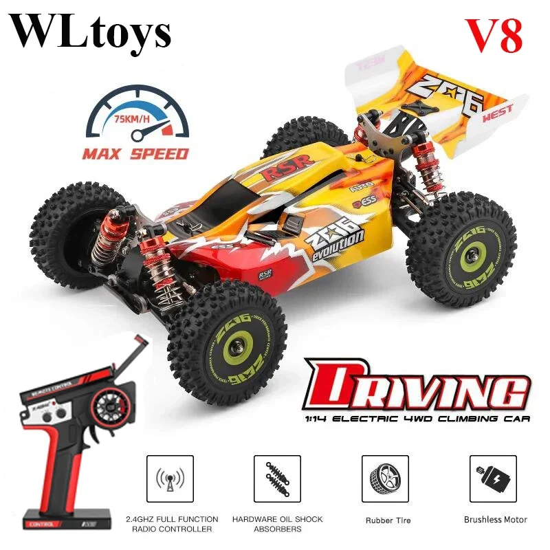 ГОРЯЧИЕ WLtoys 144010 -V8 2,4G гоночный радиоуправляемый автомобиль 70 км/ч бесщеточный двигатель 4WD высокоскоростной внедорожный дрейф RC игрушки WL12428 WL 124008 284161
