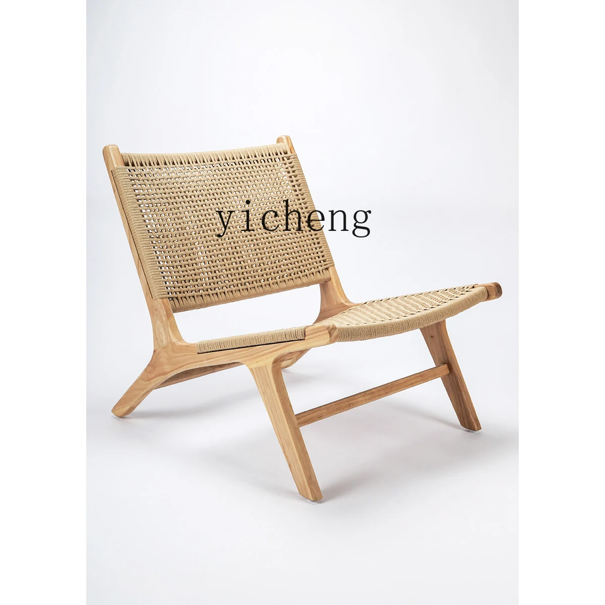 Zc Solid Wood Vintage Rope Single Sofa Lying Japanese-Style Balcony Simple Leisure Chair