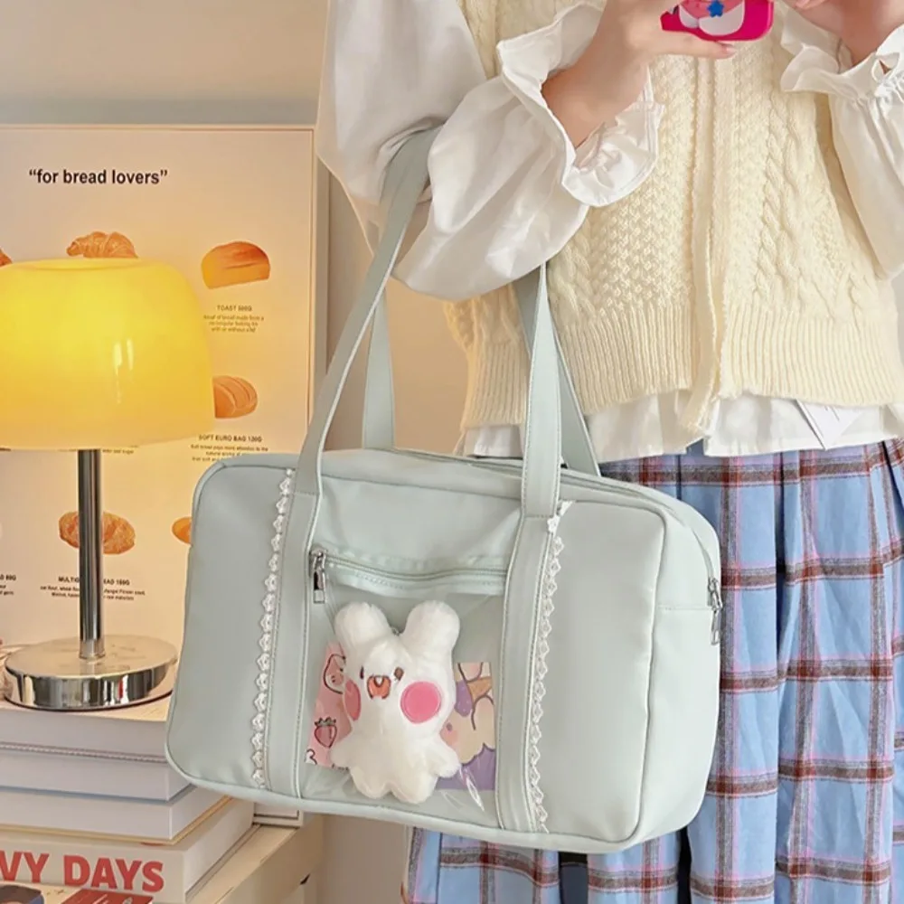 

Cute Japanese Style Ita-bag Anime Lolita JK Uniform Shoulder Bag Small Hyaline Layer PU Leather Badge Display Bag Outdoor