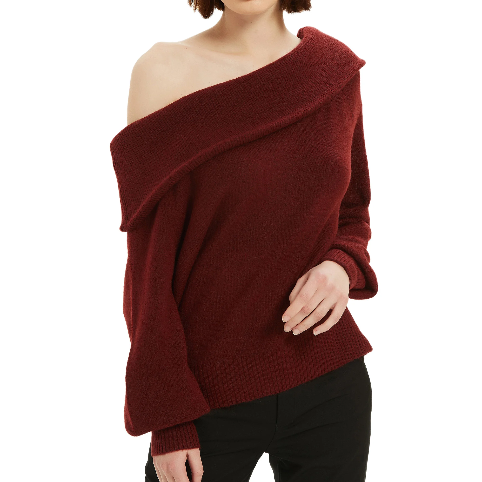 Pull moelleux pour femme, pull à la mode, couleur bordeaux, gris, beige