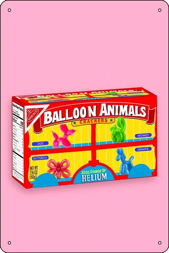 (Balloon) Animal Crackers Poster Funny Metal Tin Sign for Home Kitchen Bar Room Garage Decor