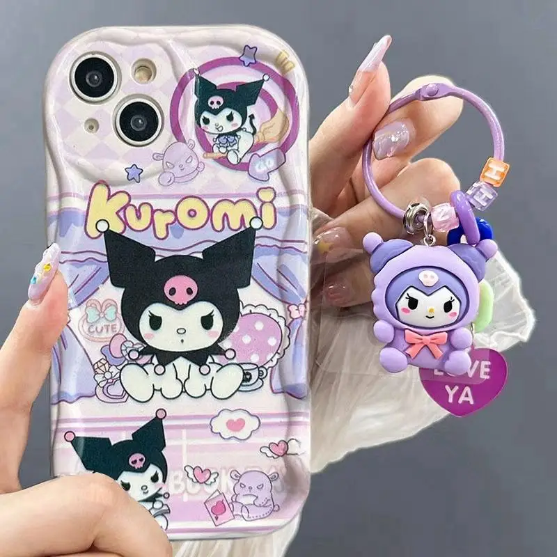 Cute Sanrio Kuromi Pendant Case for Xiaomi Redmi Note 13 Pro 5G 12 4G 8 9 11 10 12 13 Pro Plus 12S 11S 13C 12C 13 12 9A 9C A1 A3