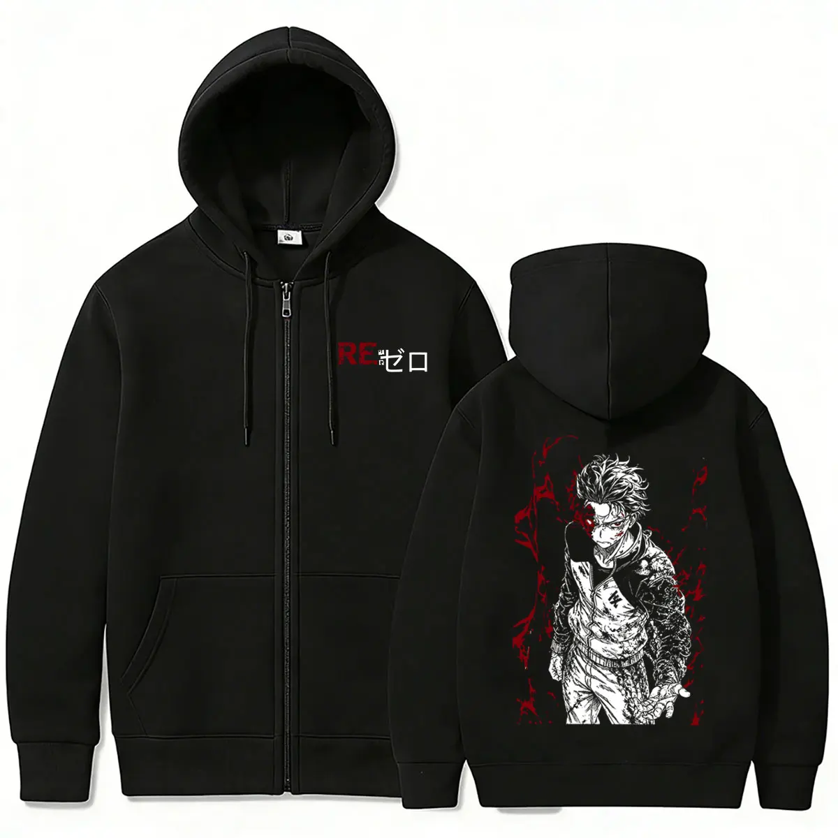 Anime Re:ZERO Starting Life in Another World Reißverschluss-Hoodie Subaru Natsuki Grafik-Kapuzenpullover mit Reißverschluss für Männer und Frauen, Vintage-Freizeitjacke – Detail 3