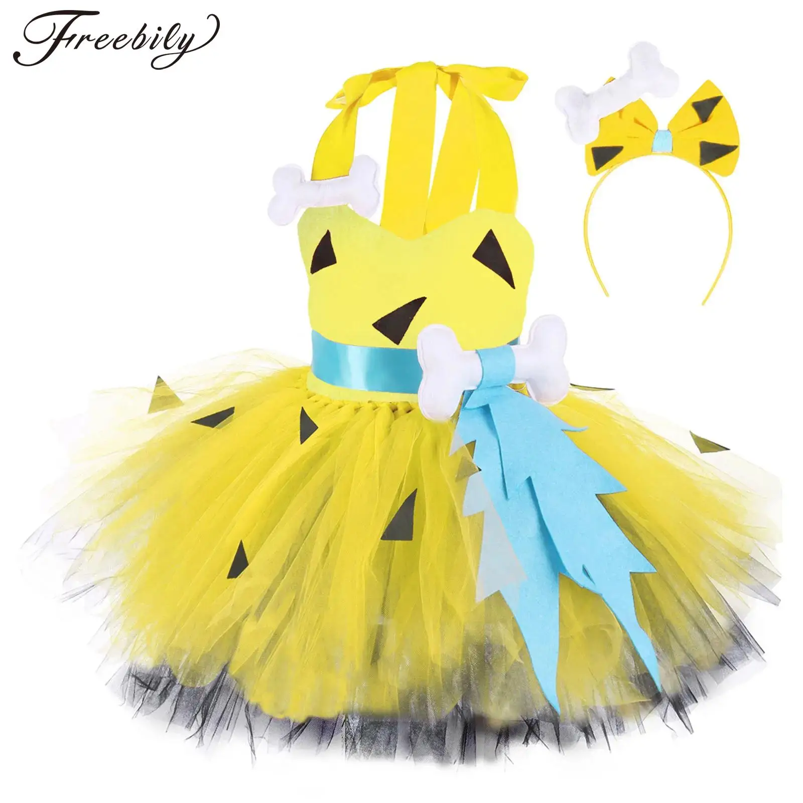 

Детский карнавальный костюм пещеры для девочек на Хэллоуин, карнавальный костюм Cavegirls, балетное платье-пачка без рукавов с повязкой на голову