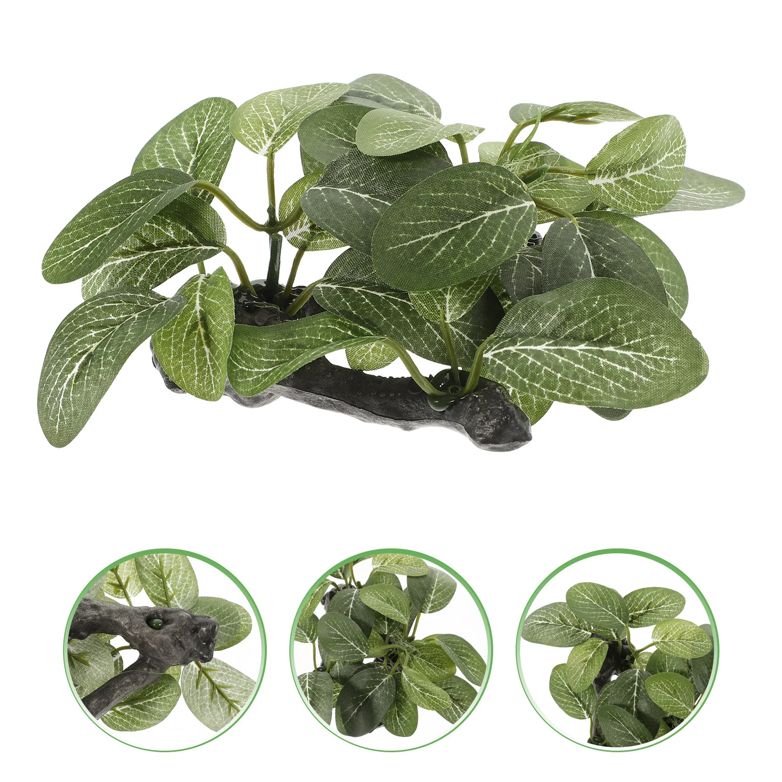 

Artificial Water Plants Fake Aquatic Plant Wood Elliptical Leaves Lifelike Realistic Safe Fish Tank Aquarium Decoration