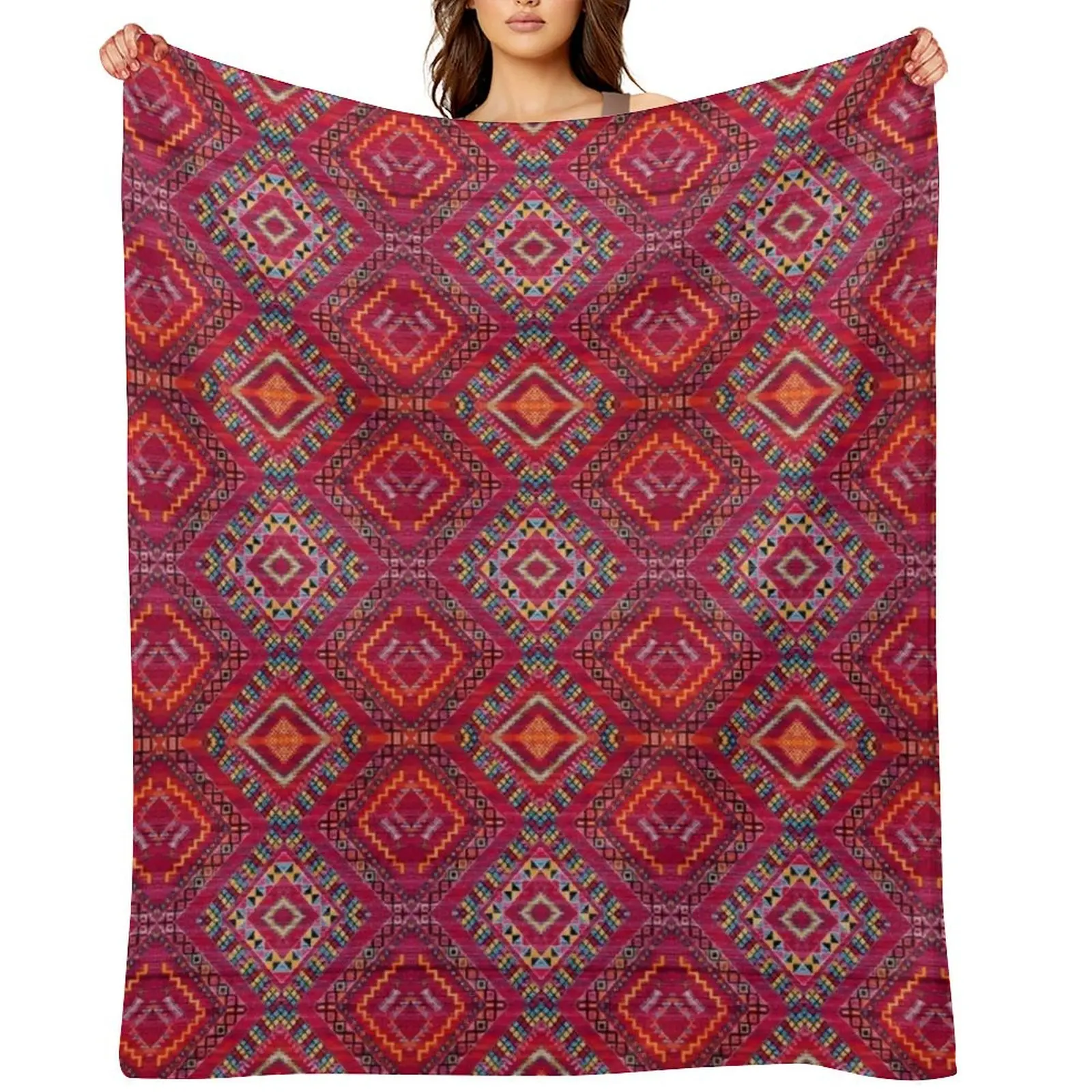 

Bohemian Rose: Vintage Geometric Fusion Throw Blanket funny gift Blankets For Baby Baby Plush Blankets