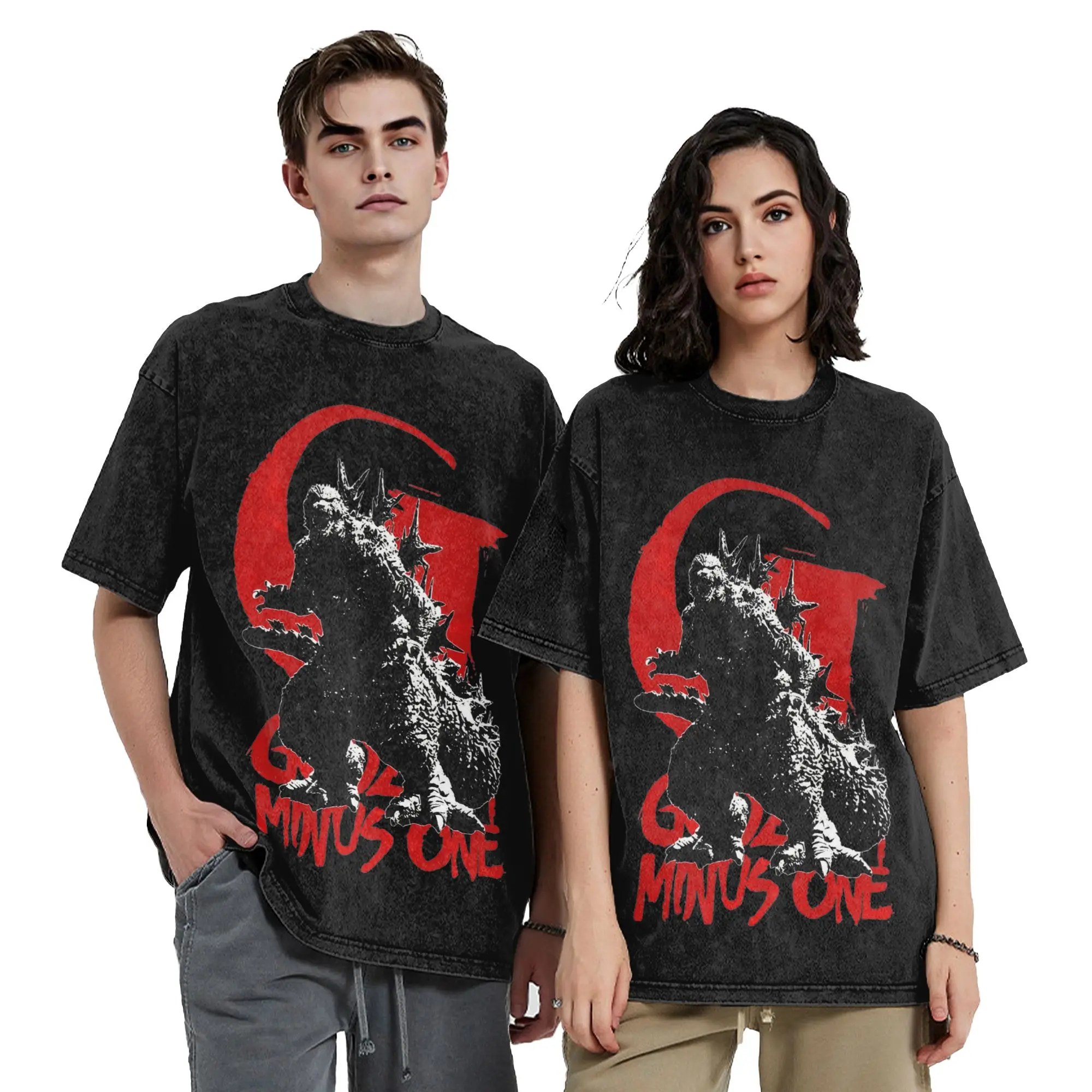 Casual One Vintage King Of Monsters Vintage Washed T-Shirt Unisex 100%Cotton Short Sleeve Godzillaed Crewneck Summer Tops
