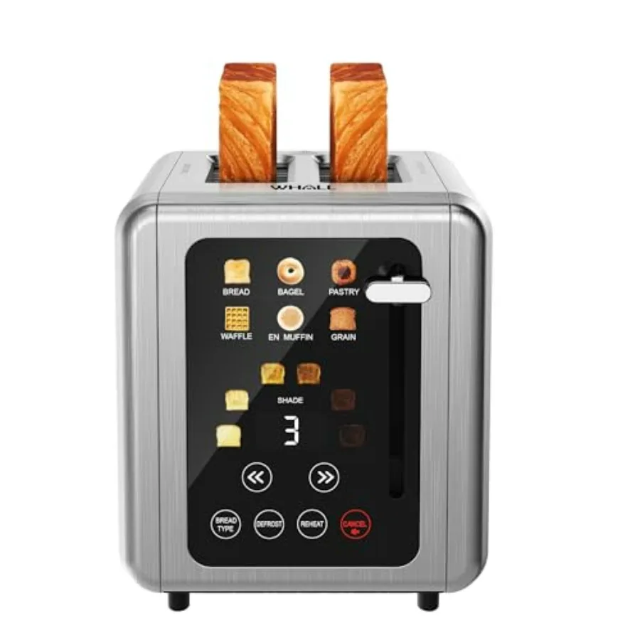 

2-Slice Smart Digital Toaster with 1.5 Wide Slots 6 Shade Settings 6 Bread Types Memory Function Countdown Timer Brushed Stainl