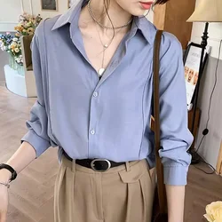 Spring Autumn Button Up Shirt Blouse Sunnmer Shirts for Women White Tops Lady Long Sleeves Female Loose Street Shirts